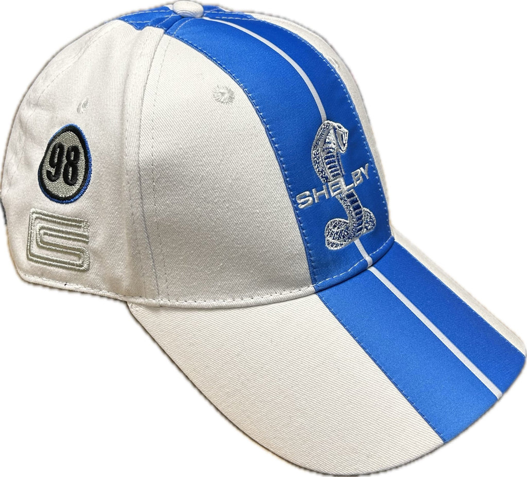 Shelby Cobra Official White with Blue Stripes Hat