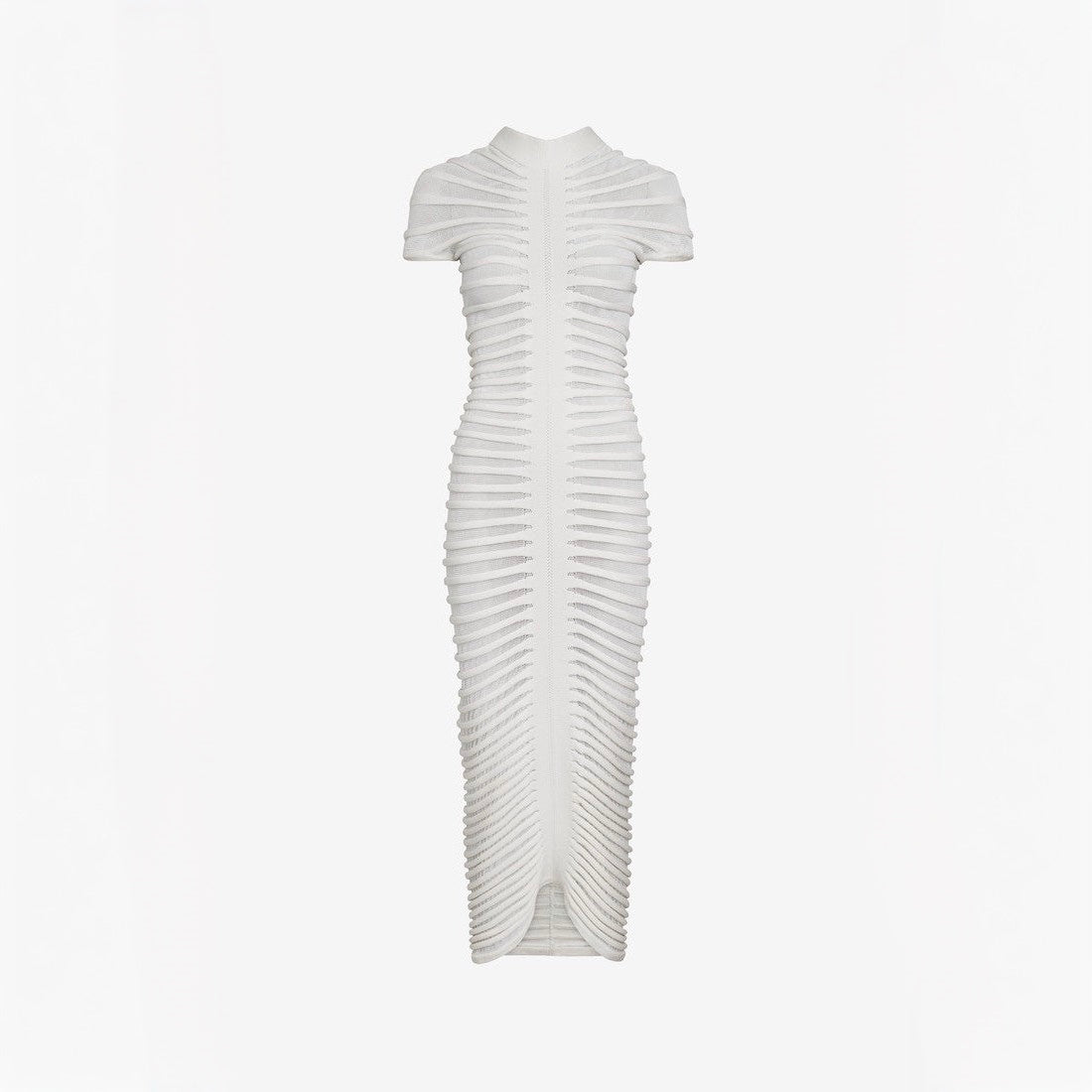Wild Angel Short Sleeve Stripe White Knitted Midi Dress