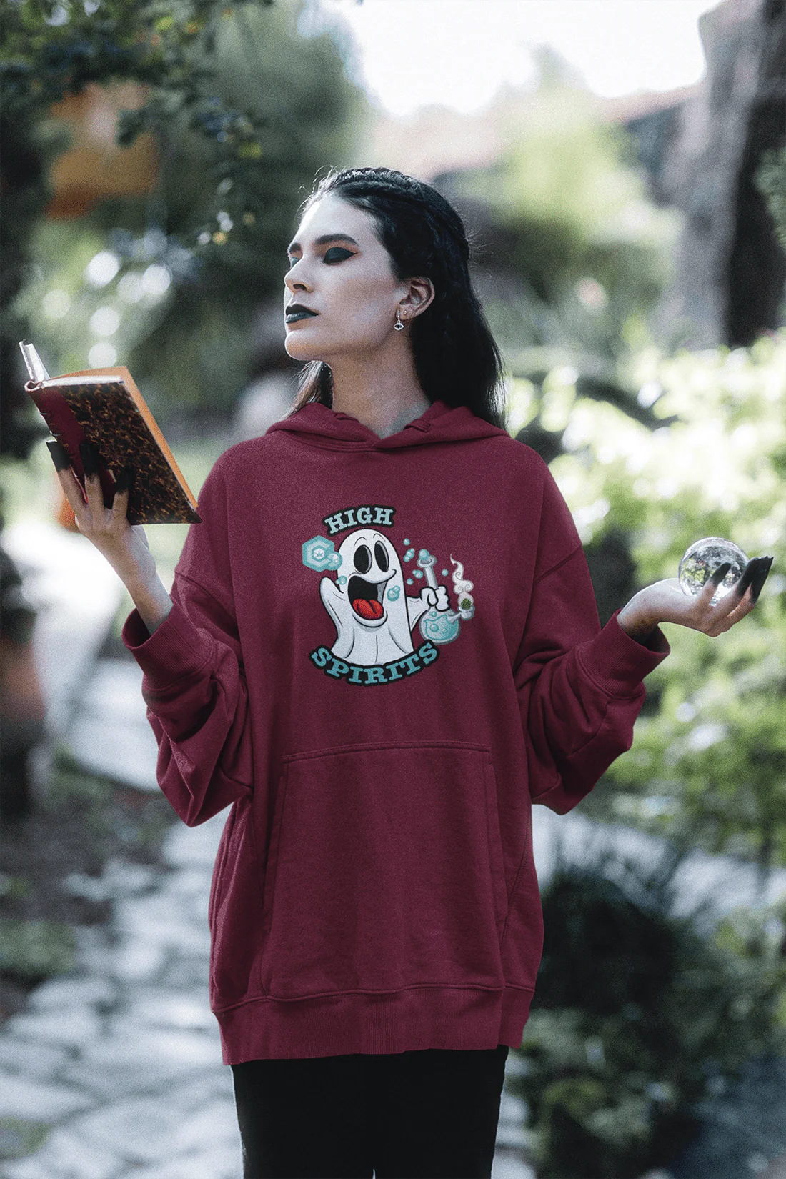 High Spirits Ghost with Bong Cannabis Hoodie
