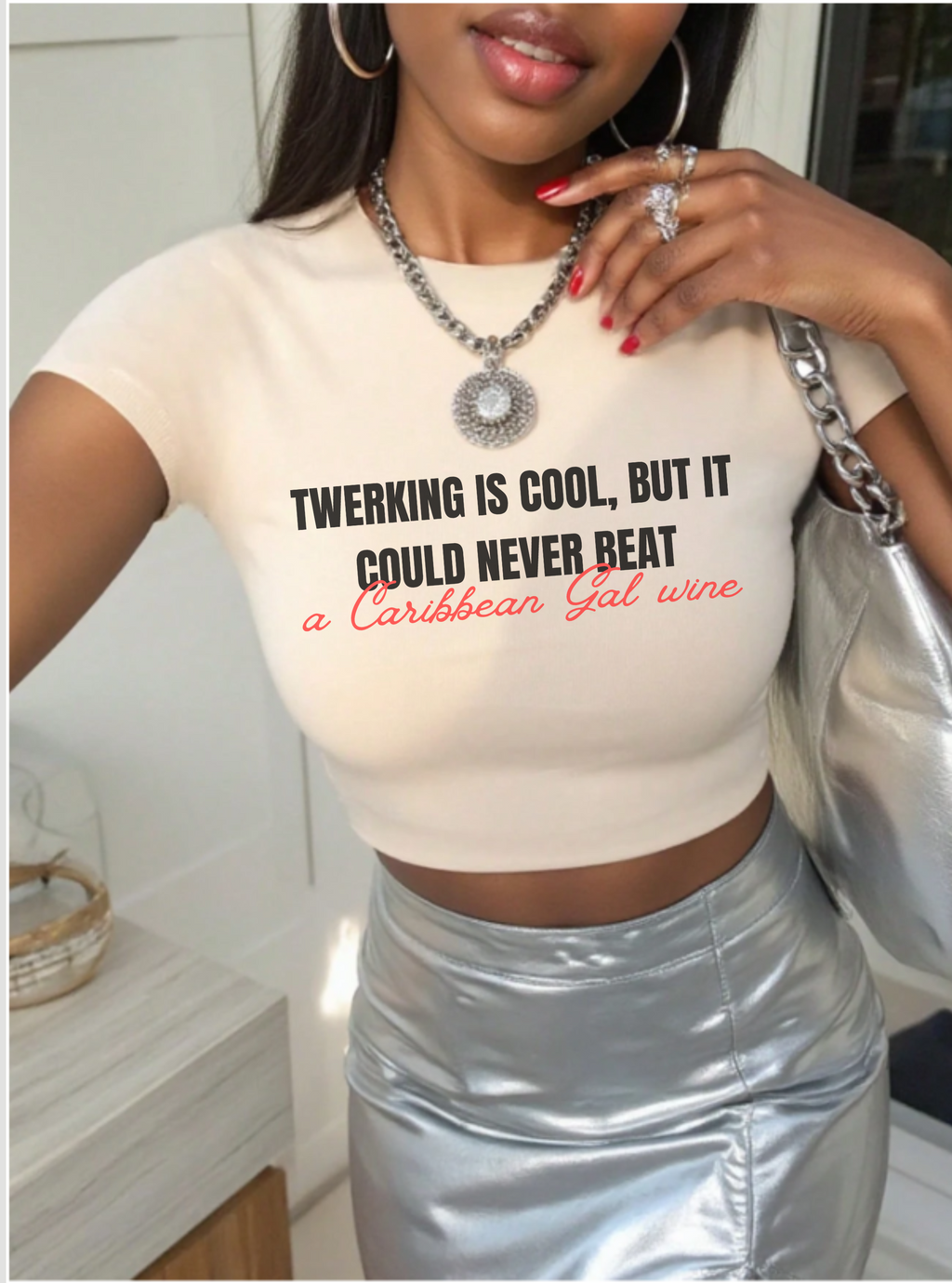 Caribbean Gal Wine Crop Baby Tee