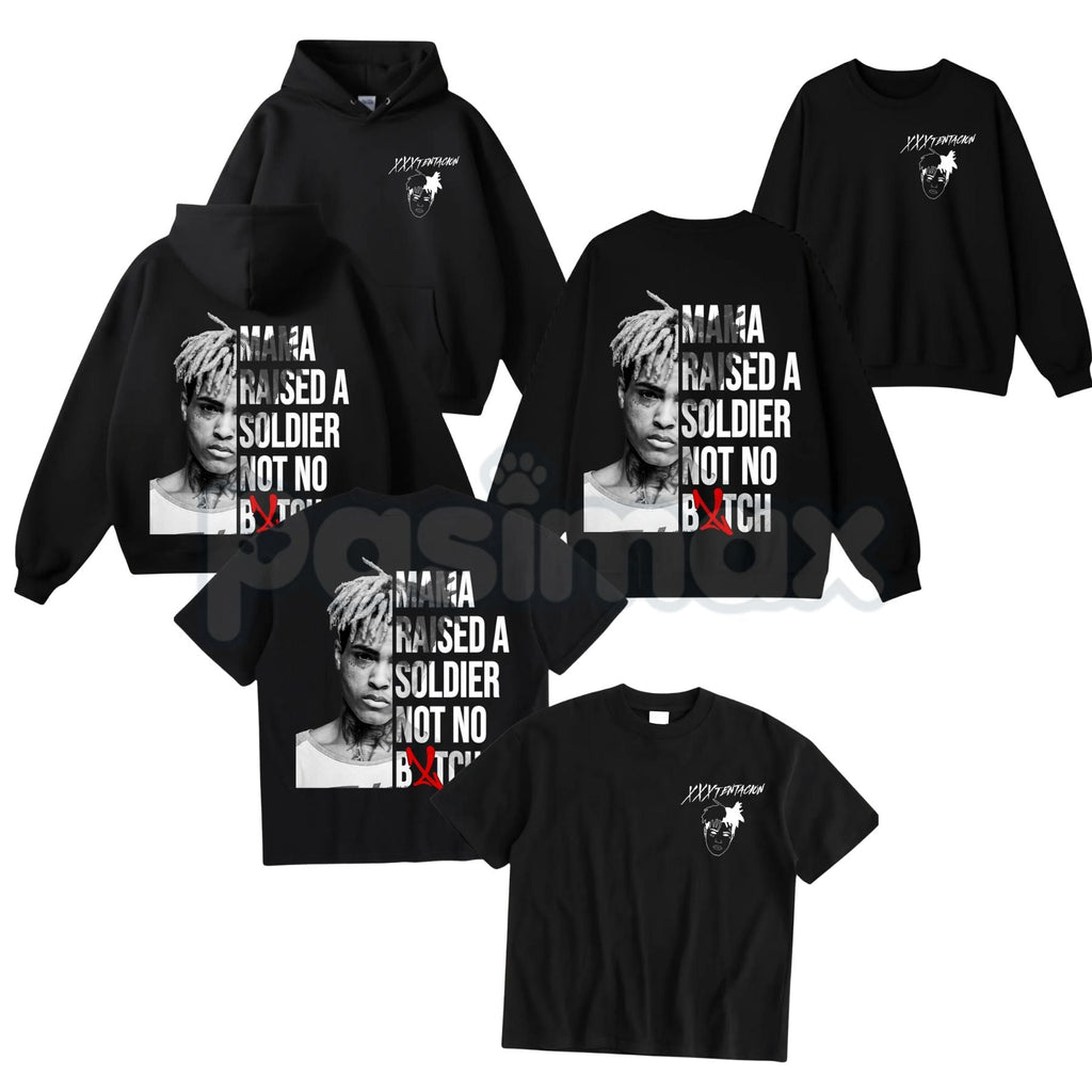 XXXTentacion Hoodie – Mama Raised A Soldier Shirt, Vintage Rapper 2-Sided Graphic T-Shirt & Sweatshirt