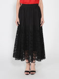 A-line pleated detail bottom lace skirt