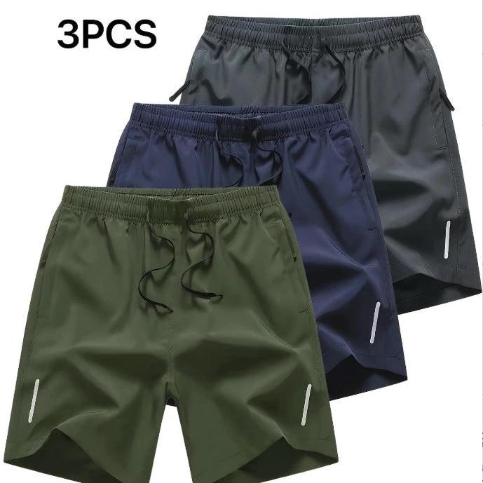 Fashionable Zippered Pocket Casual Men's Shorts (Set Of 3)