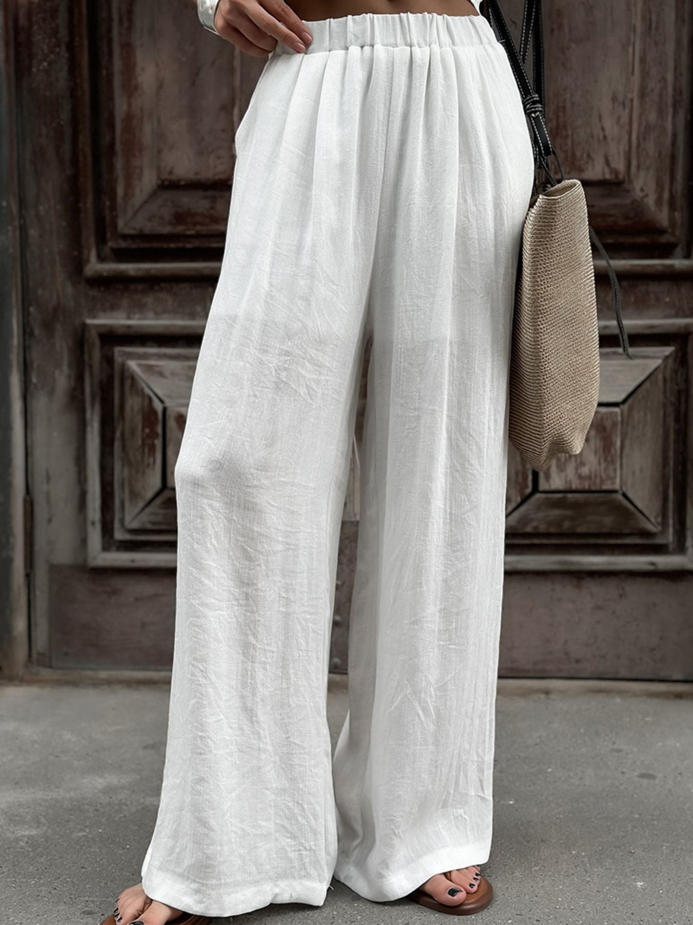 White Wrap Top & Wide Leg Pants Set | Bohemian Beach