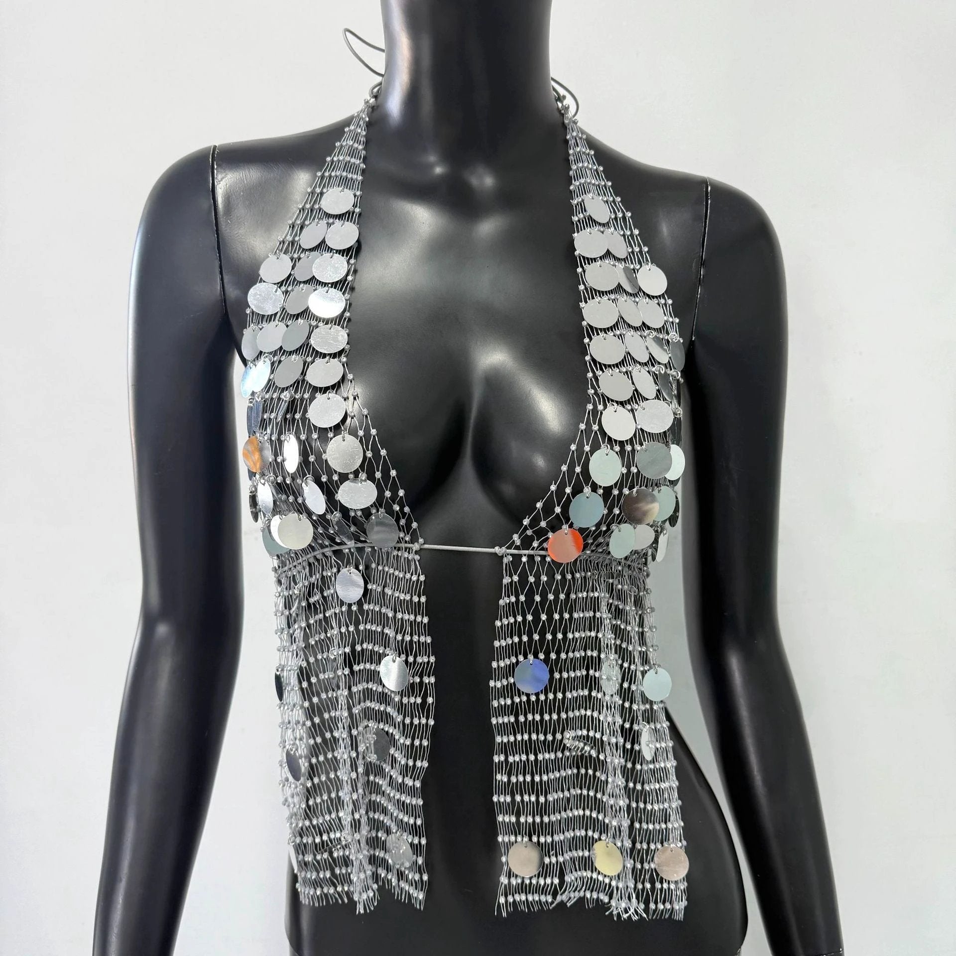 Fashion Fishnet Rhinestone Sequins Sling Women