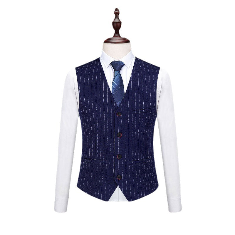 Mens Fashionable And Versatile Striped Three-piece Suit