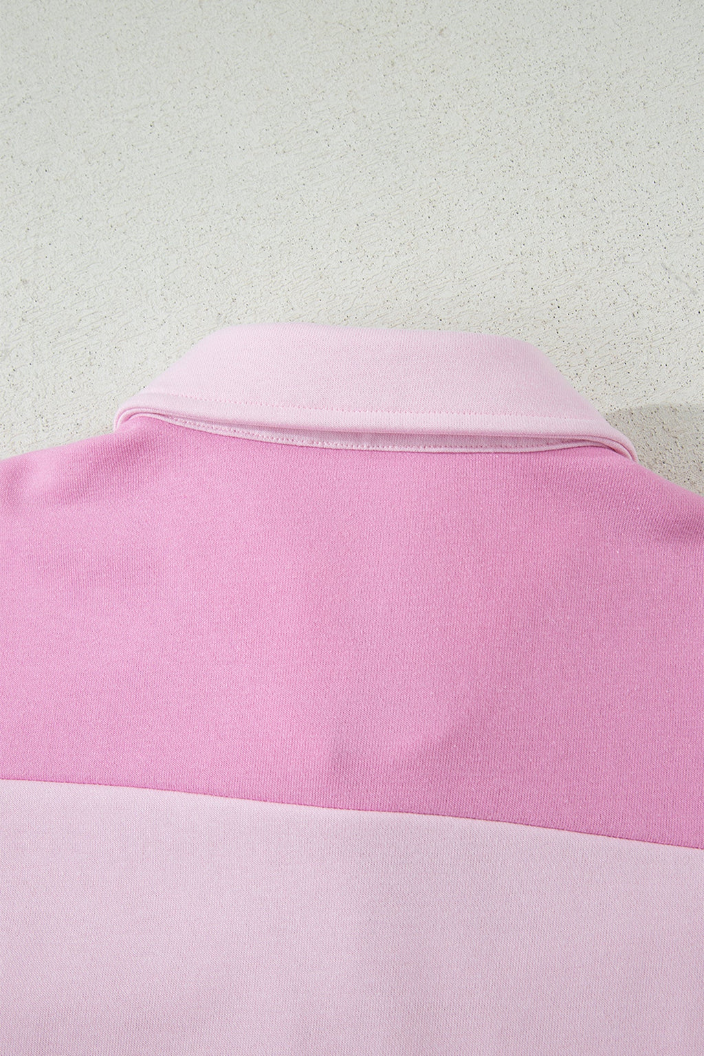 Pink Raw Seam Color Block Patchwork Button Polo Collar Mini Dress