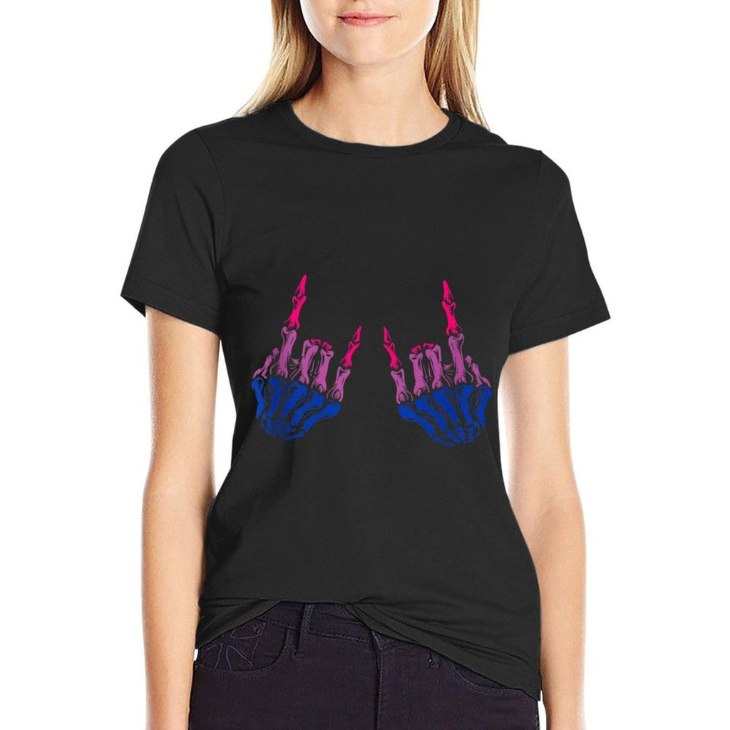 Skeleton Rock Hand LGBT-Q Cool Bisexual Pride Color  Graphic-printed T-Shirt