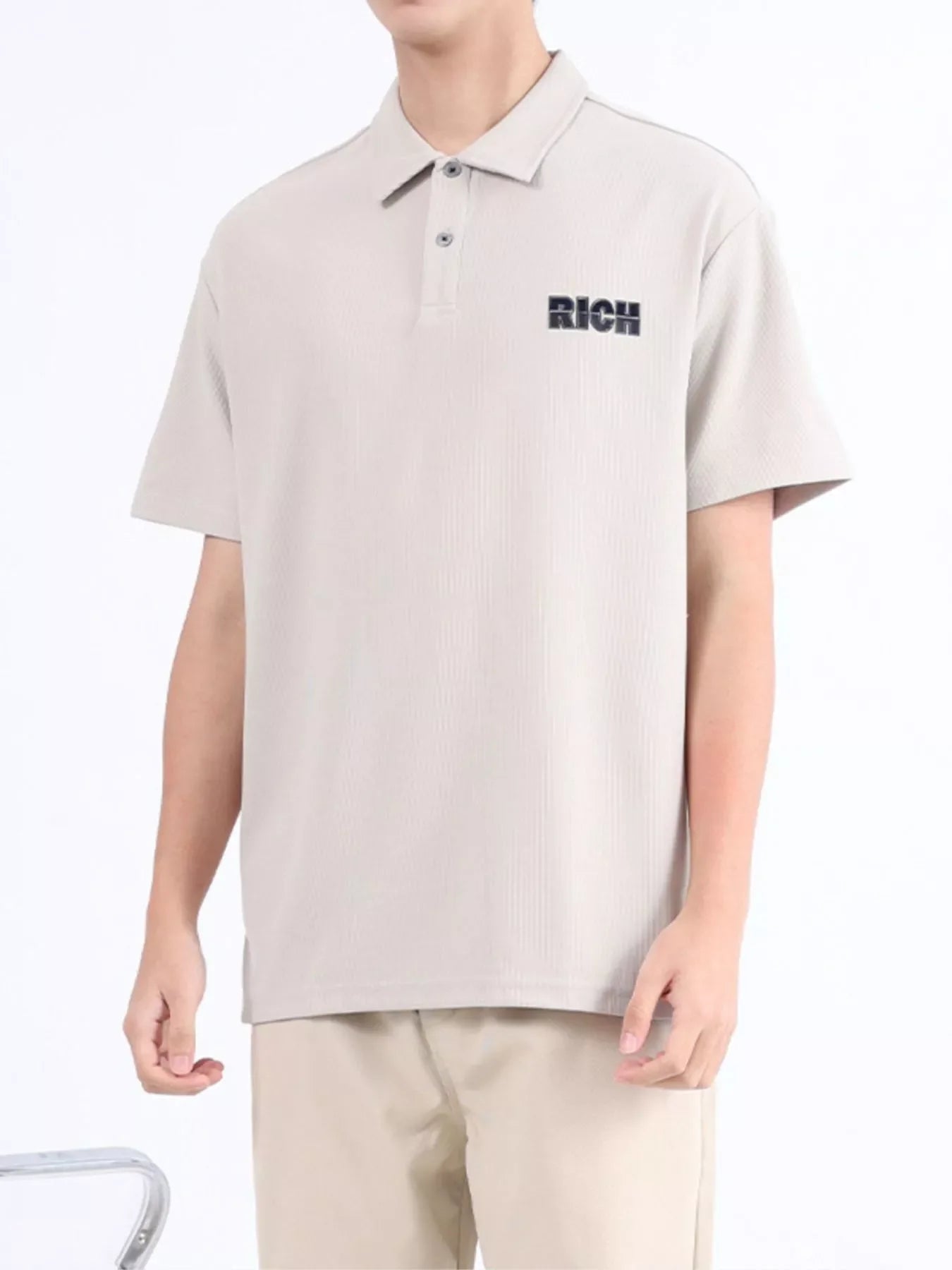 Men's Plus Size Button Detail Short Sleeve Polo