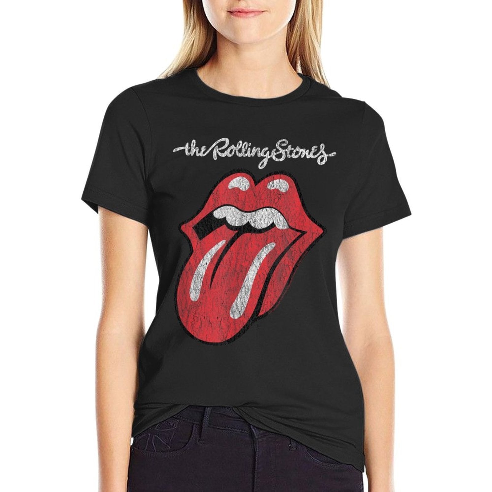 Rolling Stones Official Script Tongue  Heathered Texture T-Shirt