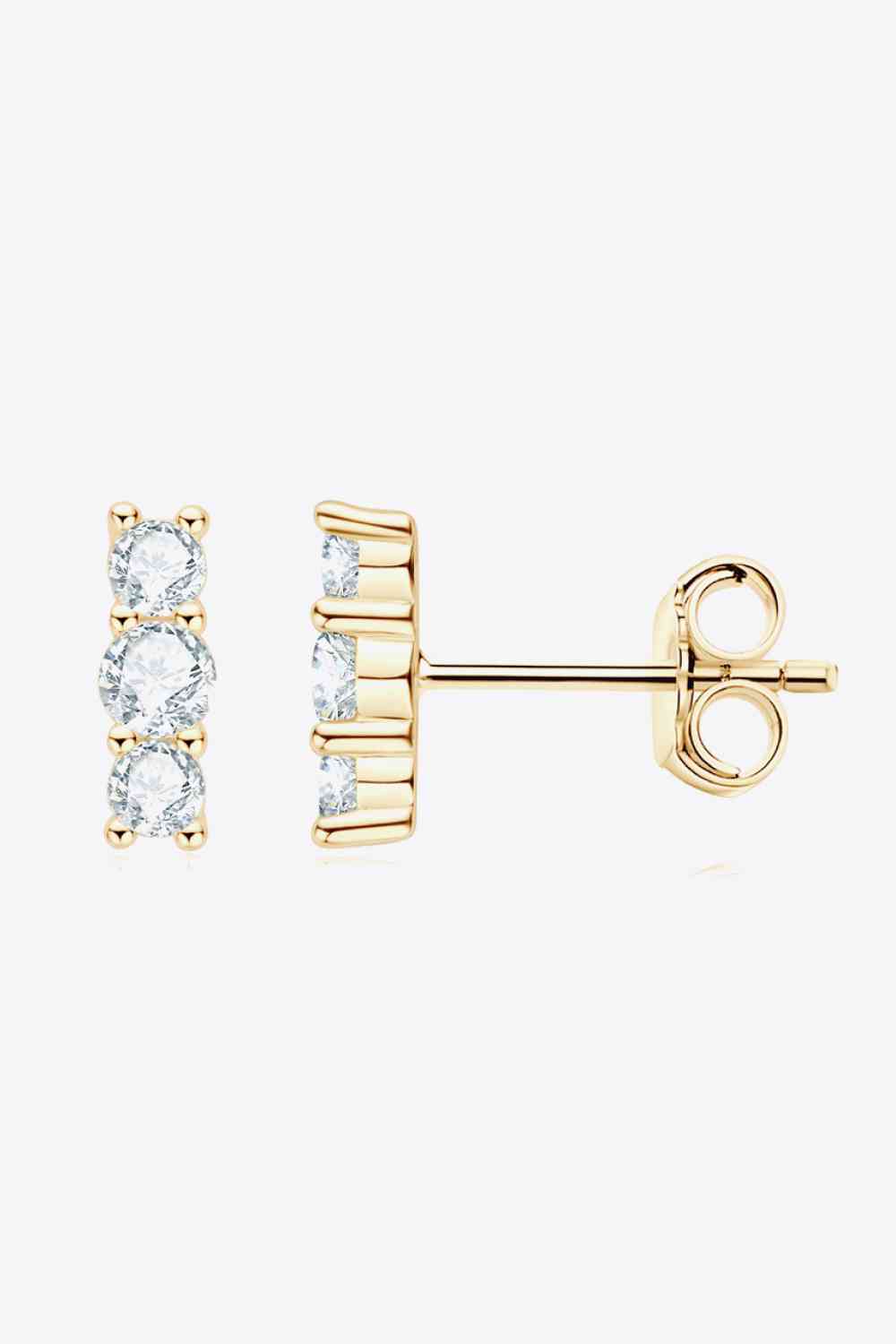 Heartbeat Rhythm Moissanite Stud Earrings – Modern Minimalist Design in 925 Sterling Silver See size chart under “more details”