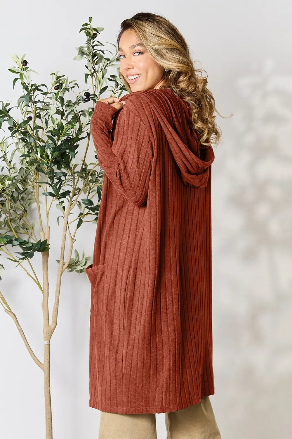 Basic Bae Full Size Hooded Cardigan