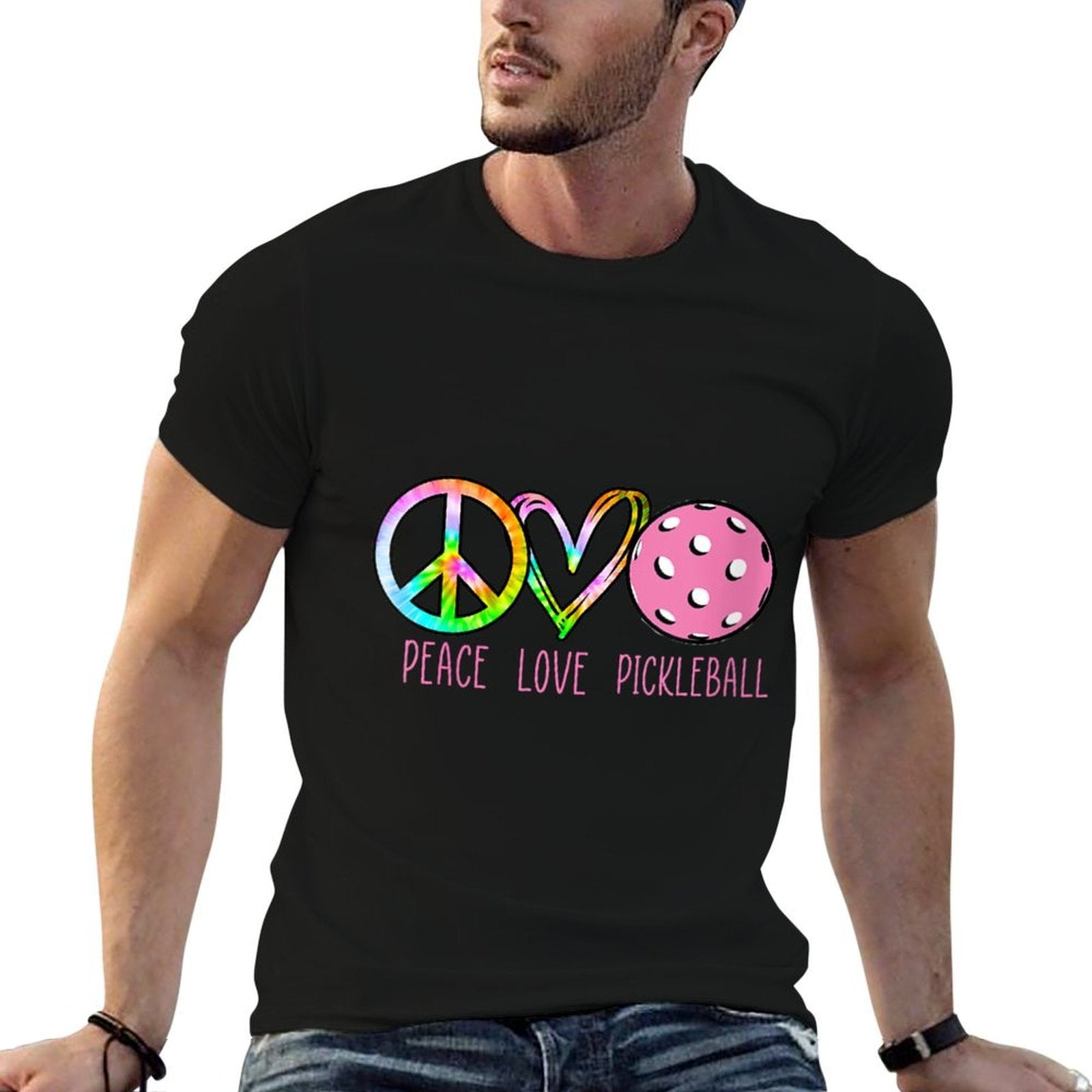 Womens Girls Pickleballs Retired Ladies Peace Love Pickleball  Heathered Texture T-Shirt