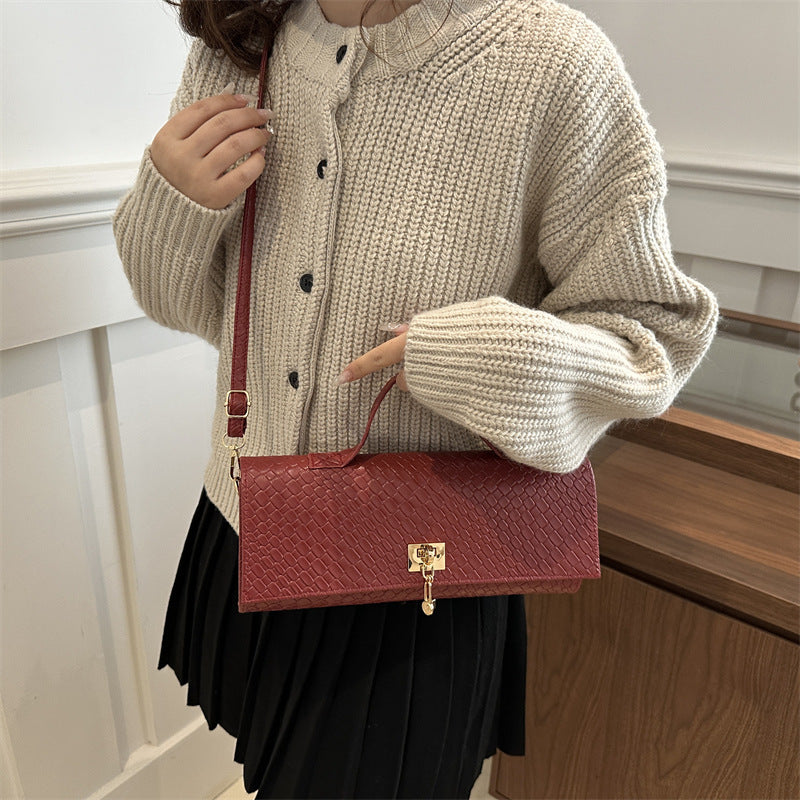 Women's Minimalist Crossbody Bag – Solid Color Woven Fabric Shoulder Bag