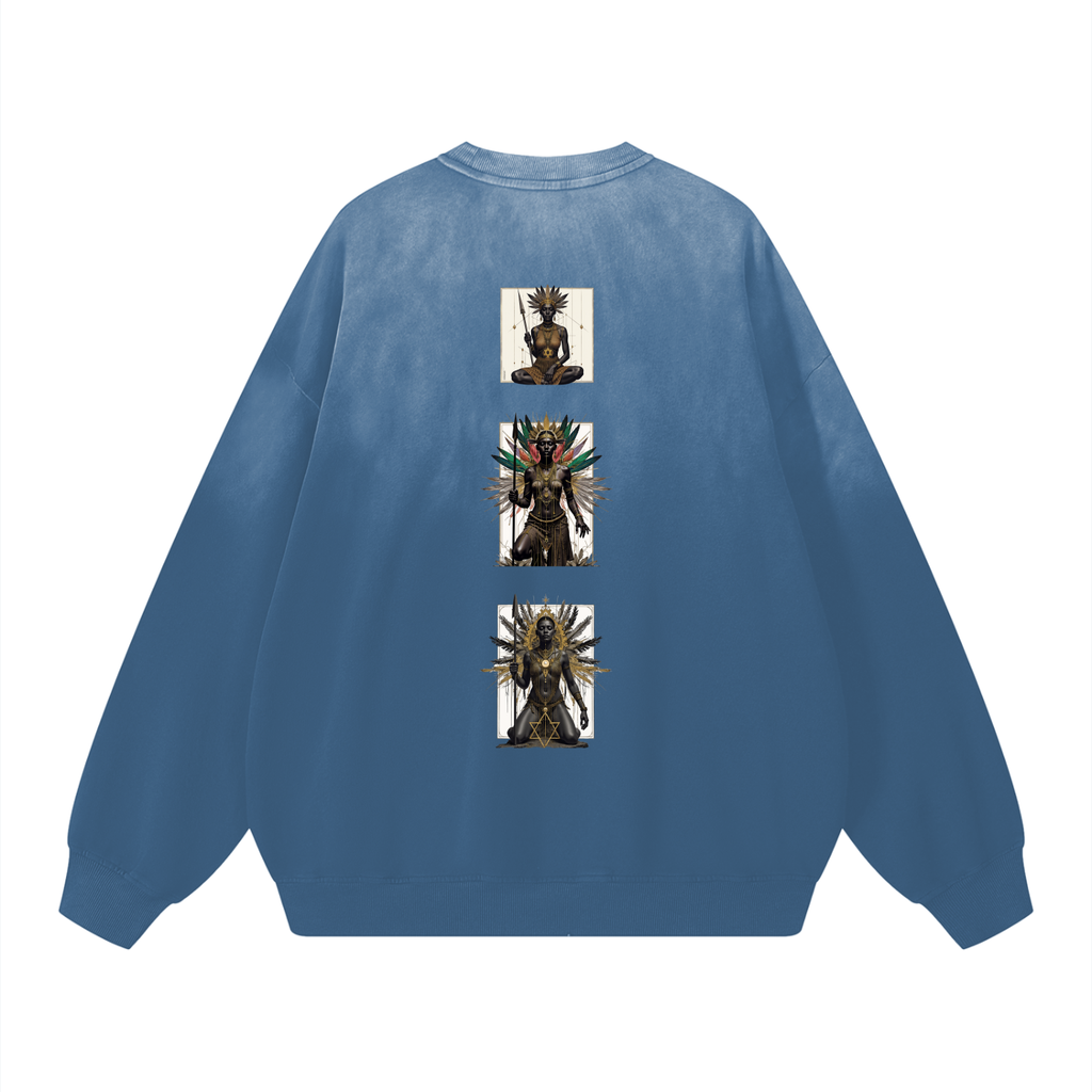 Amaru Khan Stars Handcrafted Vintage Wash Drop-Shoulder Sweatshirt