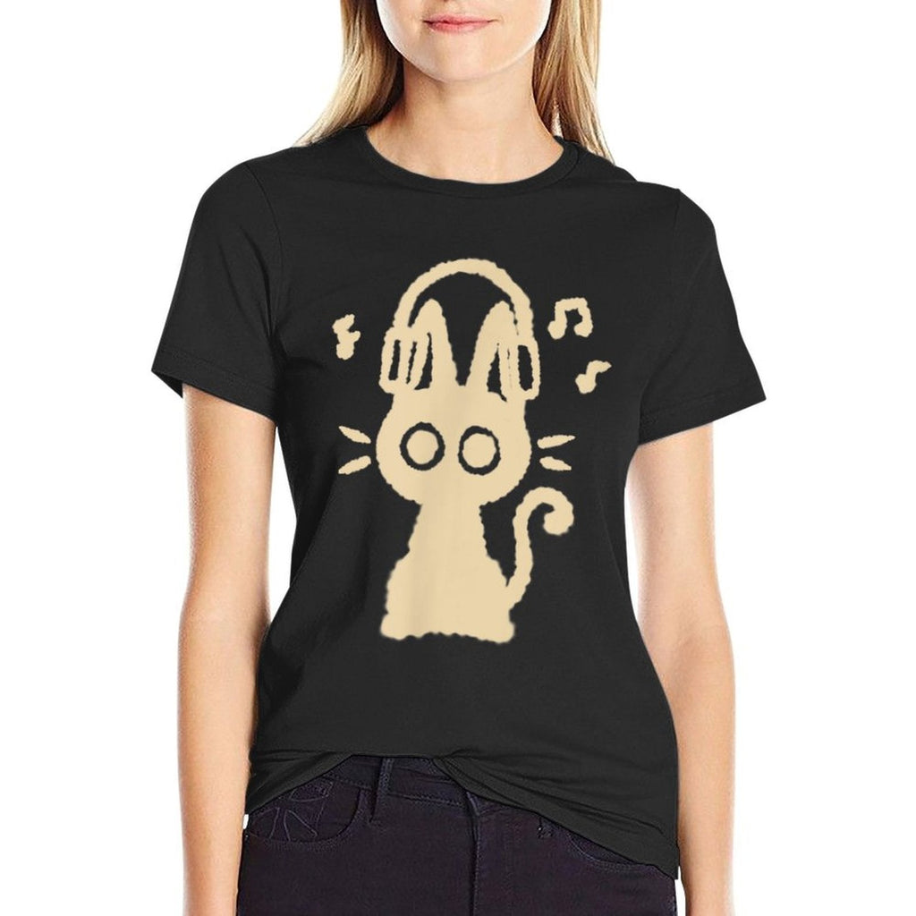 90s Y2K Funny Cute Cat Tomcat Kitten with Headphone Headset Men Women Kids  Eco-friendly Material T-Shirt
