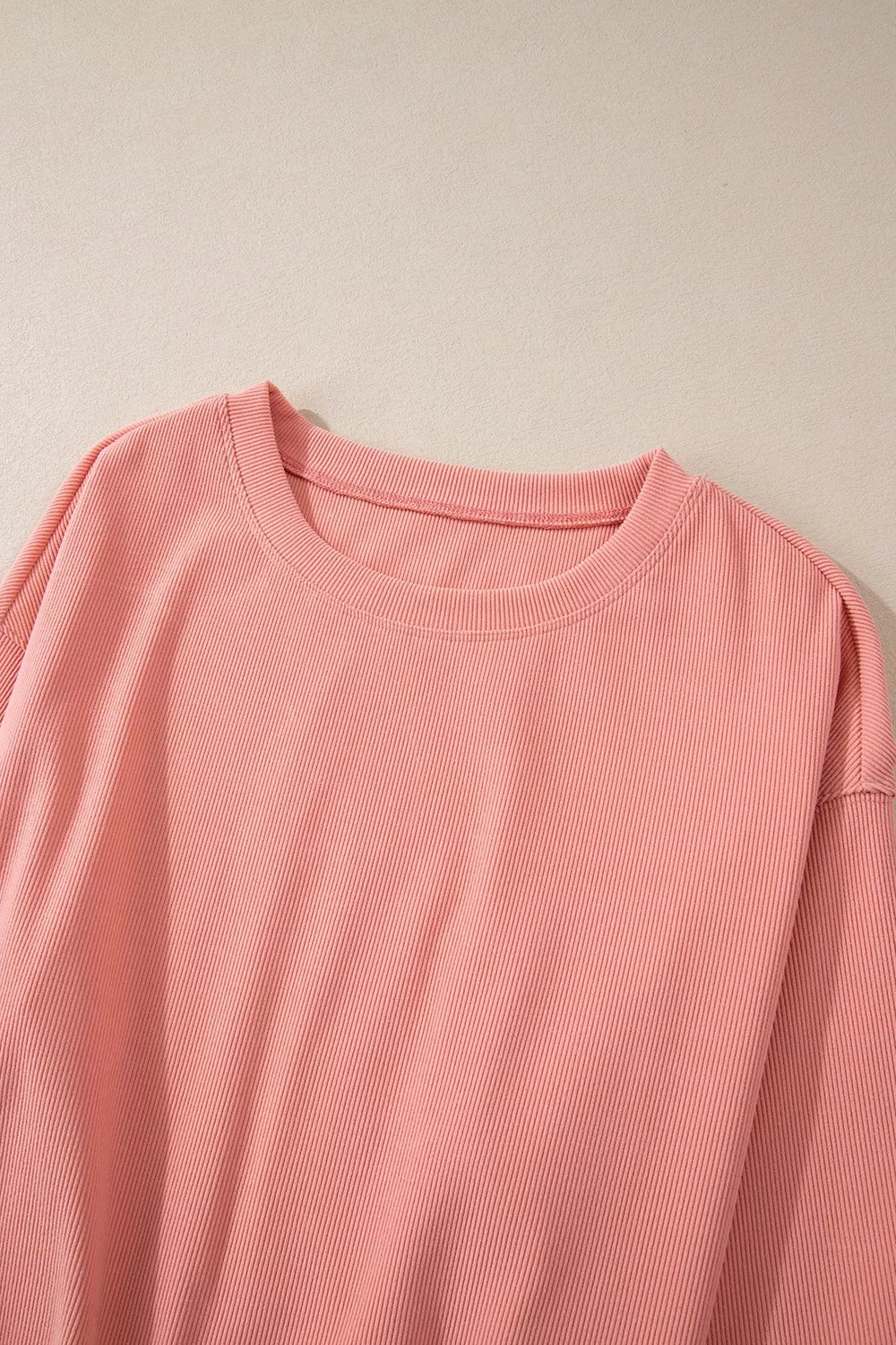 Women's Ribbed Round Neck Two-Piece Lounge Set with Pockets