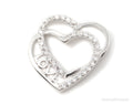 Vintage Open Heart Cubic Zirconia Sterling Silver Necklace Pendant