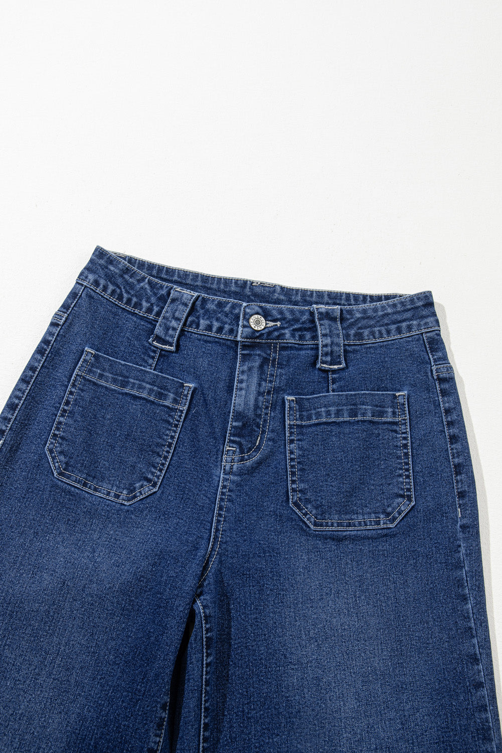 Sail Blue High Waist Wide Leg Jeans with Pockets