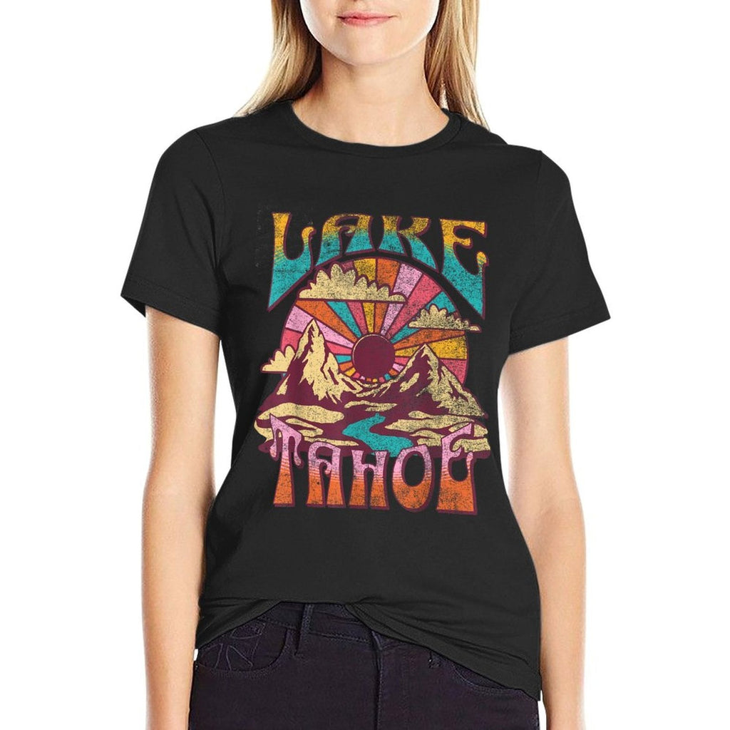 Lake Tahoe California Nature Hiking Mountains Outdoors Retro  Cotton T-Shirt