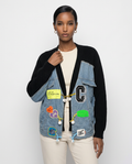 Custom Patchwork Denim Knit Cardigan