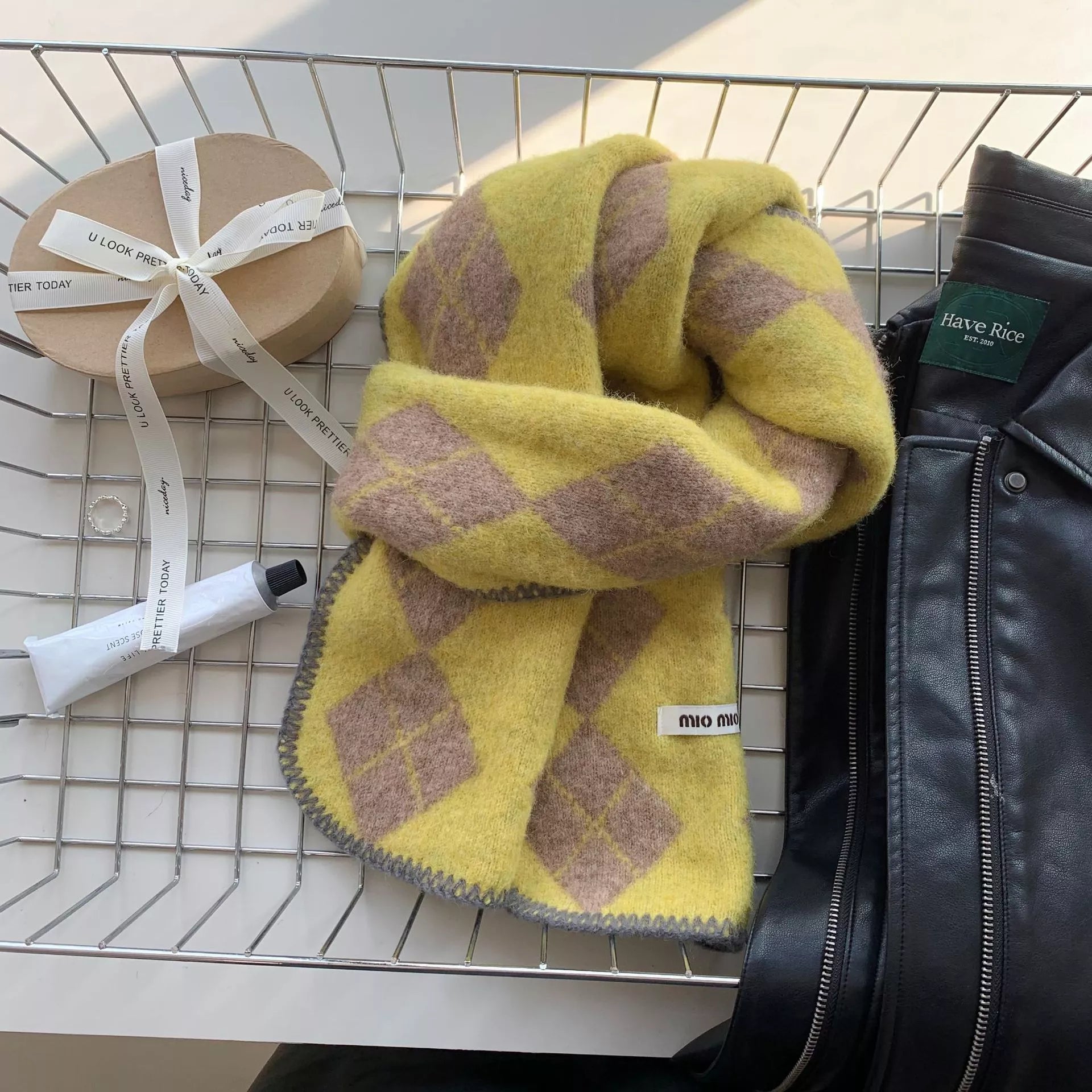 Wool Argyle Scarf - Warm Winter Essential