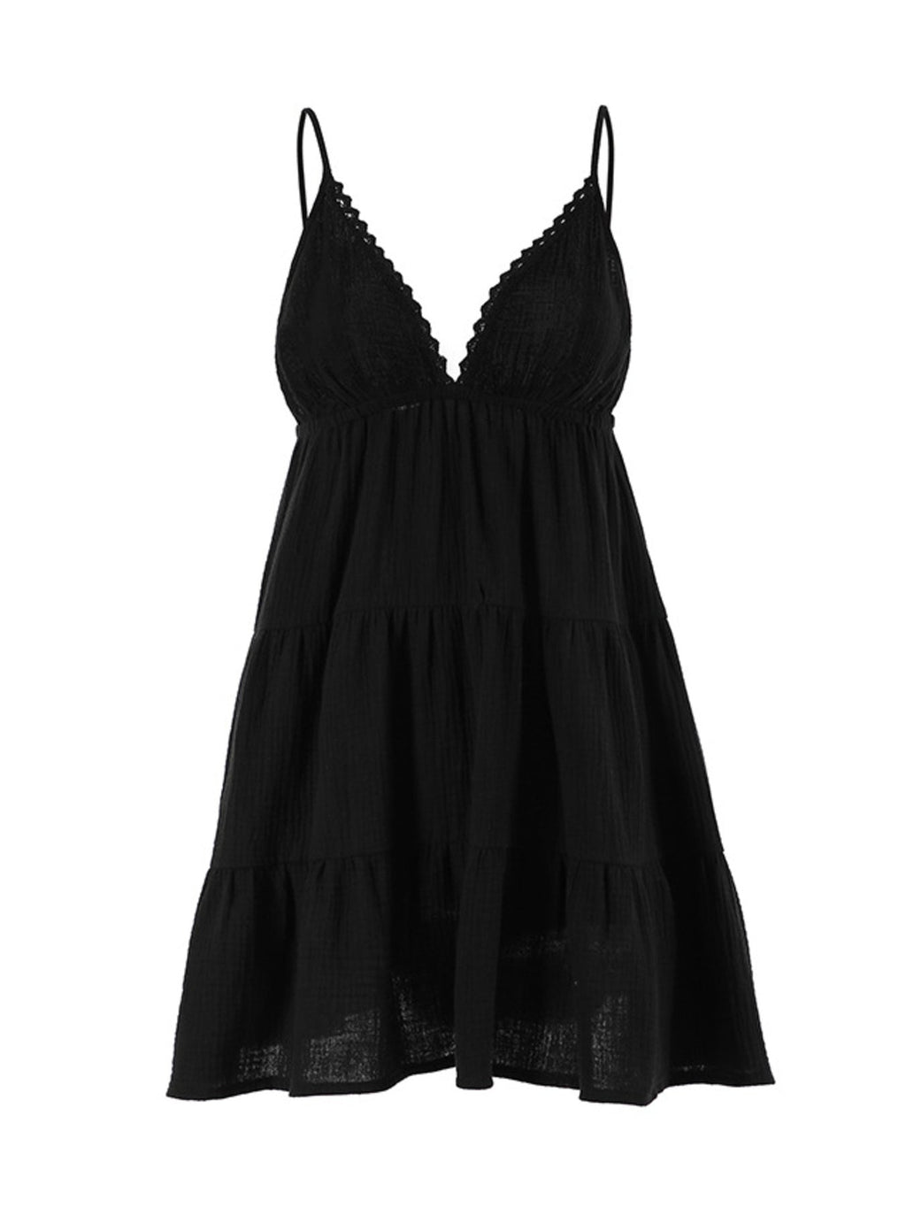 White V-Neck Tiered Mini Dress Sleeveless Cotton Summer Dress