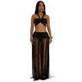 Sexy Shoulder Strap Top Tassel Skirt Two-piece Set