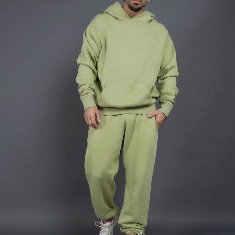 Men's Casual Loose Solid Color Hooded Sweatshirt Pants