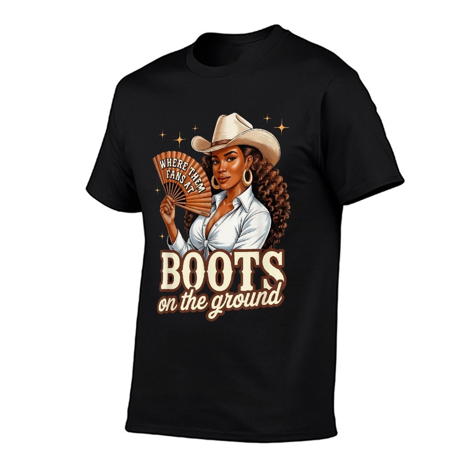 Boots On Ground Juneteenth Cowgirl Western Rodeo Black Women  Easy-care T-Shirt