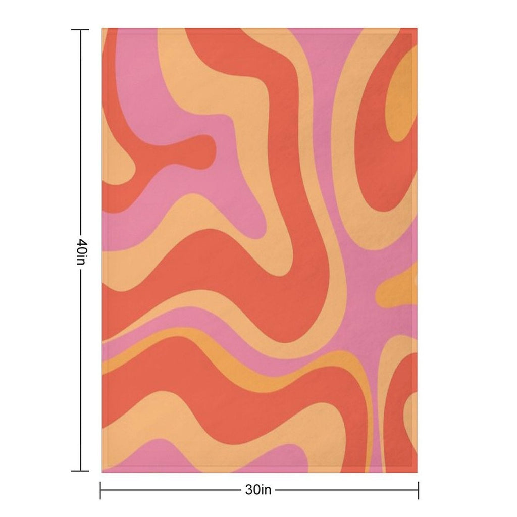 Modern Retro Liquid Swirl Abstract Pattern Square in Vintage Pink And Orange Throw Blanket