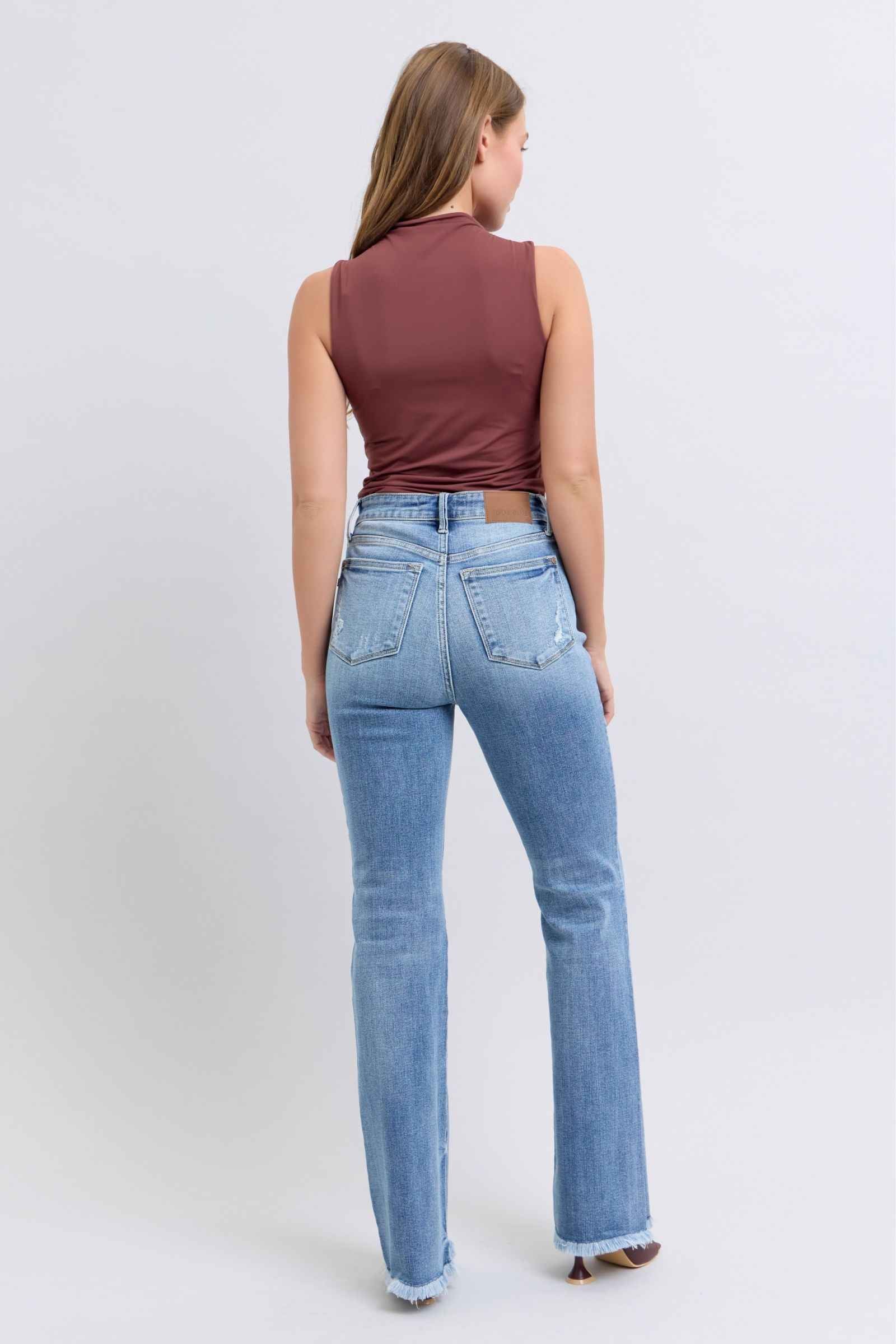 Judy Blue High Rise Bootcut Jeans - Raw Hem