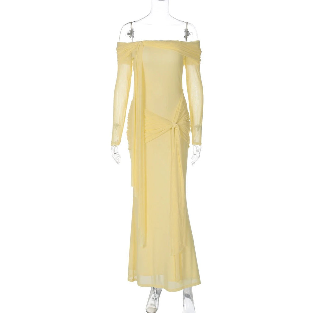 Women's Off-shoulder Slim-fit Lace Up Dress