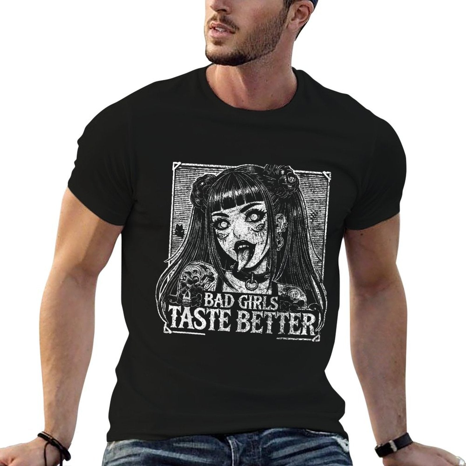 Funny Anime Girls Bad Girls Taste Better  High-quality Stitching T-Shirt