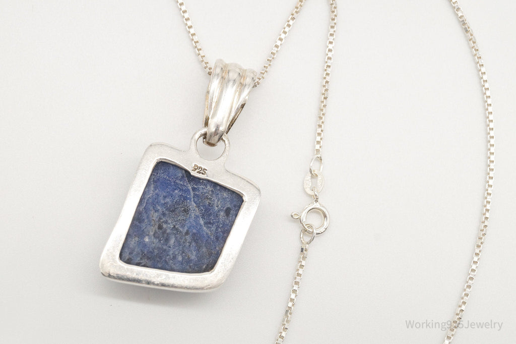 Vintage Large Sodalite Sterling Silver Necklace