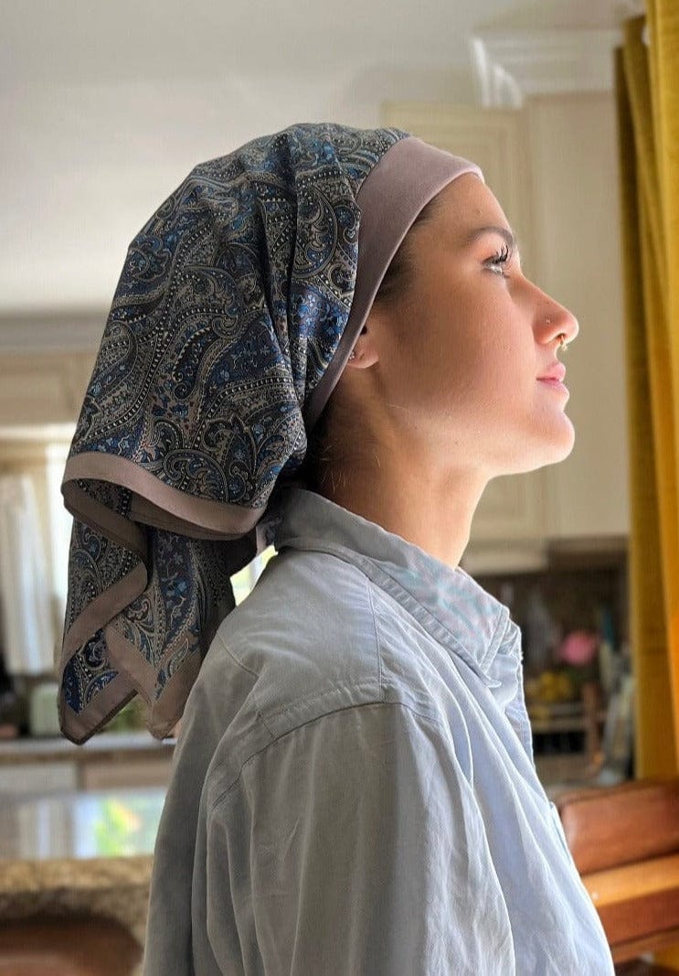 Retro Kerchief Headscarf - Heather Paisley