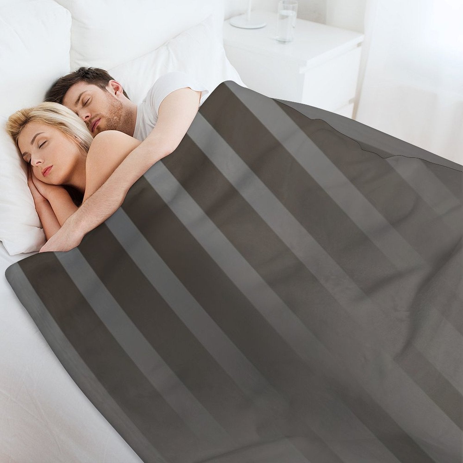 Gradient Taupe with Elegant Vertical Stripes Throw Blanket