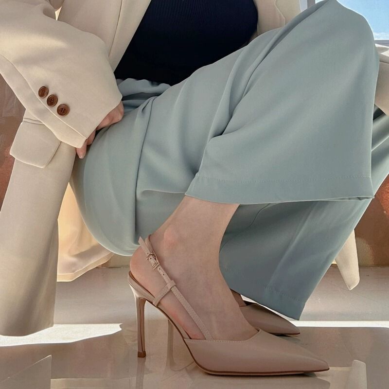 Women's Pointed-Toe Stiletto Ankle-Strap Heels | PU Upper Buckle Sandals