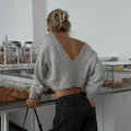 Acting Nice Backless O-Neck Loose Sweater