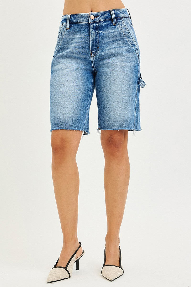 RISEN High Rise Bermuda With Side Tab Detail