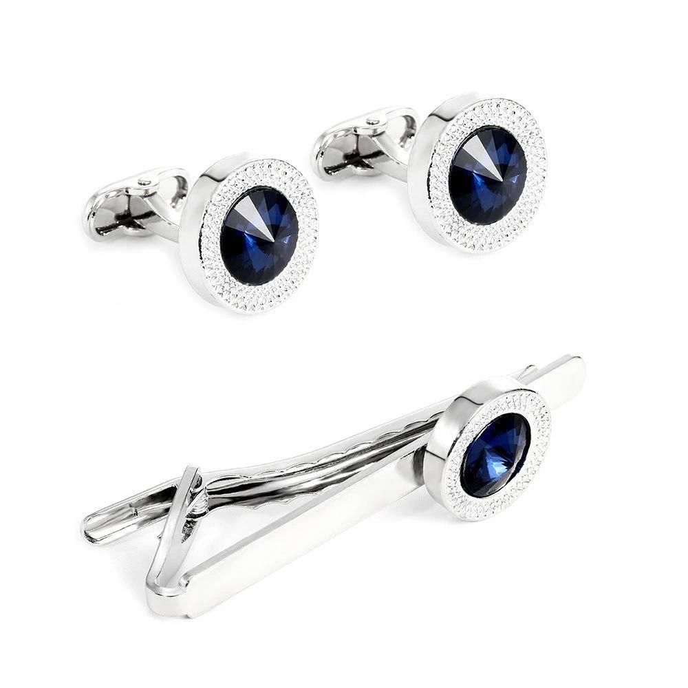 Men's Business Fashion Blue Crystal Zircon Cufflinks
