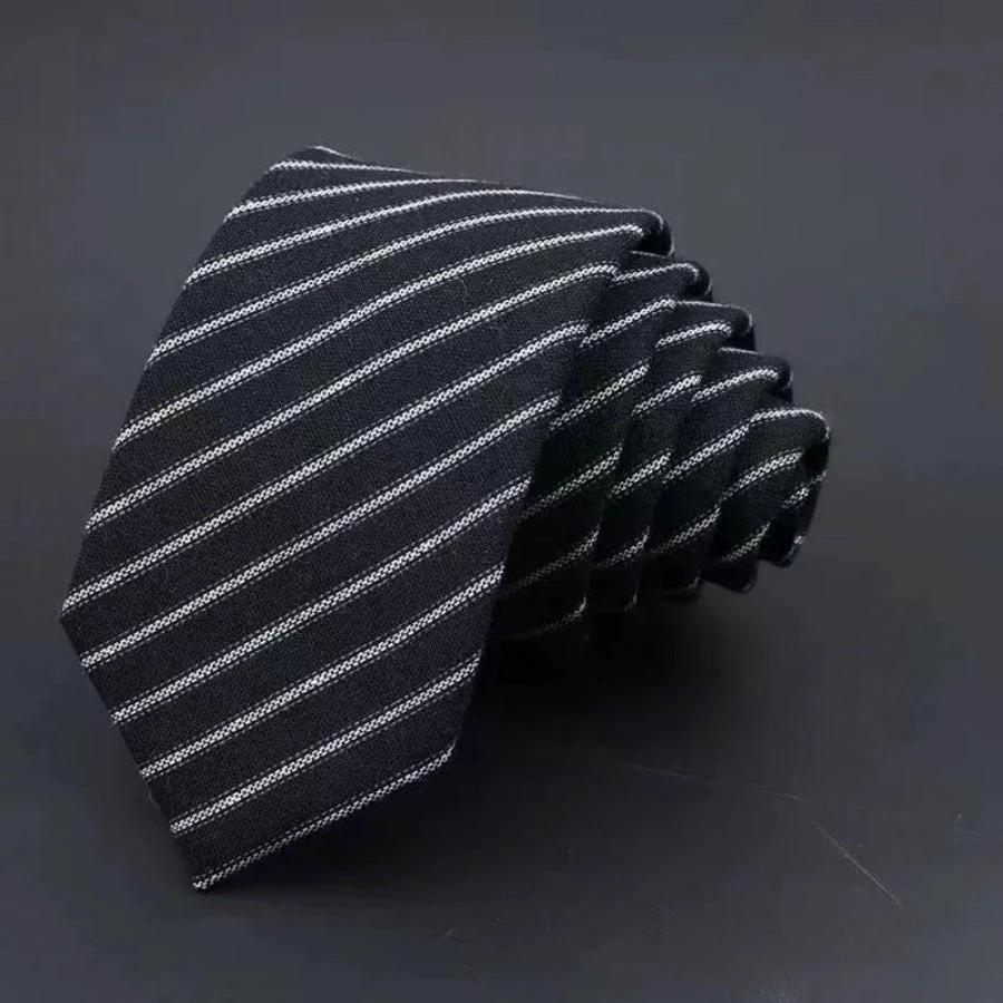 Men's Thickened Sanded Fabric Striped Solid Color Cotton Tie