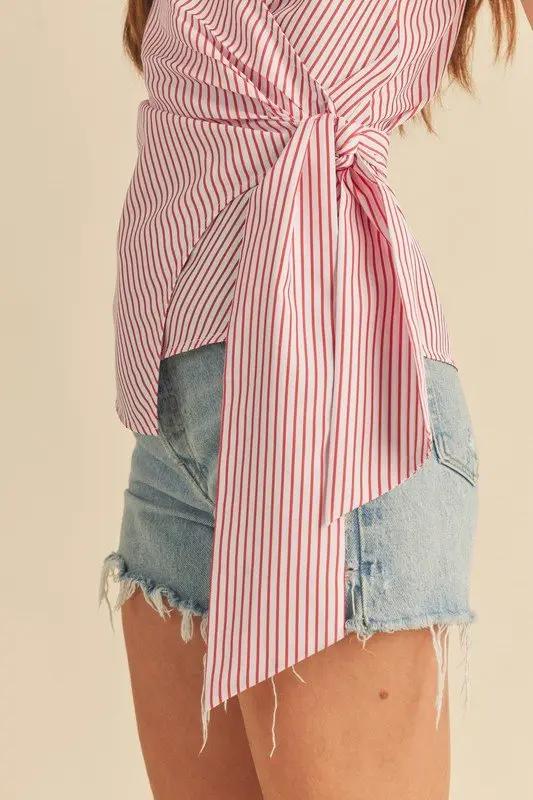 Jackets Trendsi Aemi + Co Side Knotted Cami Top White/Red Small