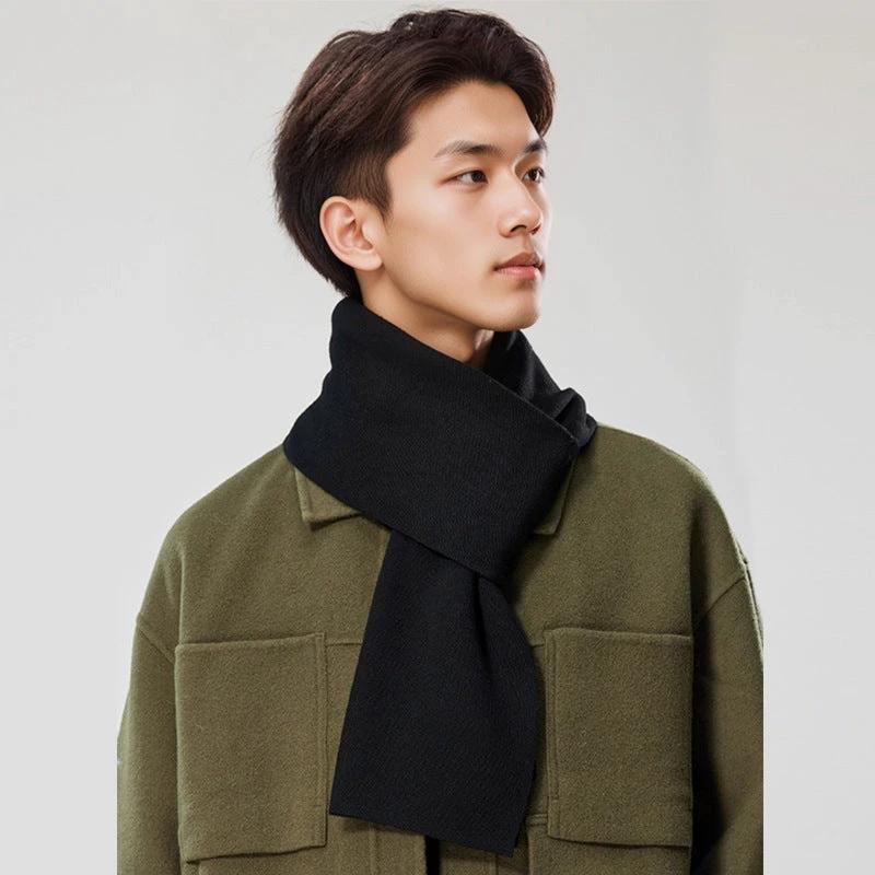 Solid-color Versatile Knitted Wool Scarf For Men