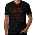 Just Kiss Me Cute Valentines Day Lover  Heathered Texture T-Shirt
