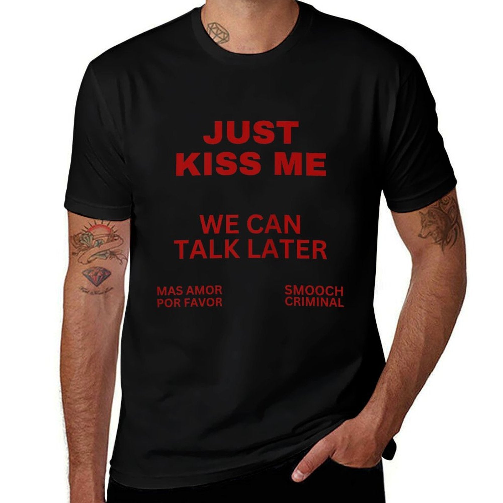 Just Kiss Me Cute Valentines Day Lover  Heathered Texture T-Shirt
