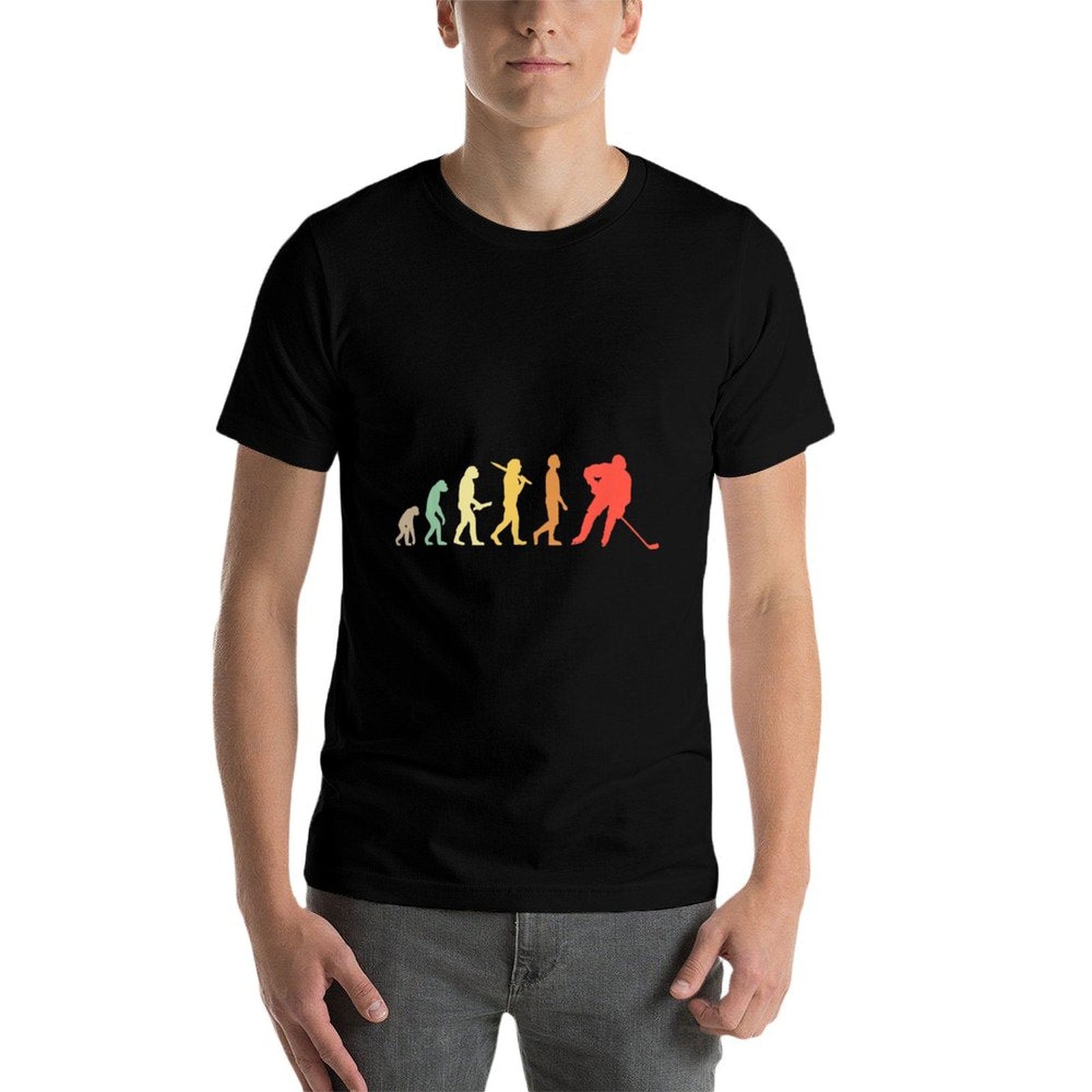 Retro Ice Hockey Evolution Gift For Ice Hockey Players  Slim-fit Cut T-Shirt