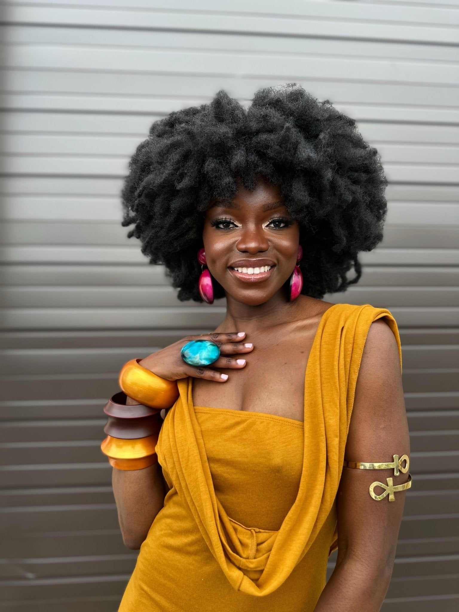 Afro Color Pop Horn Earrings