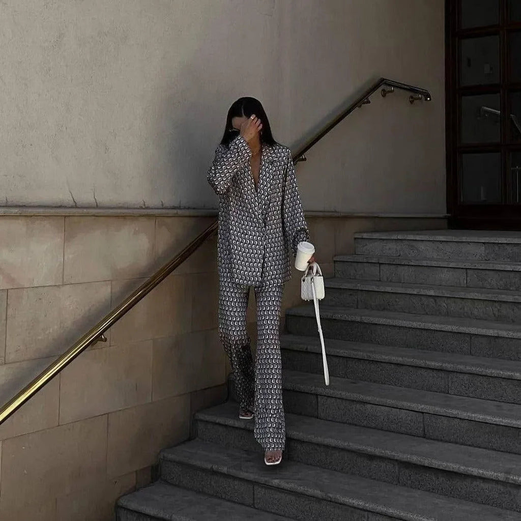 After Party Gray Satin Two-Piece Set