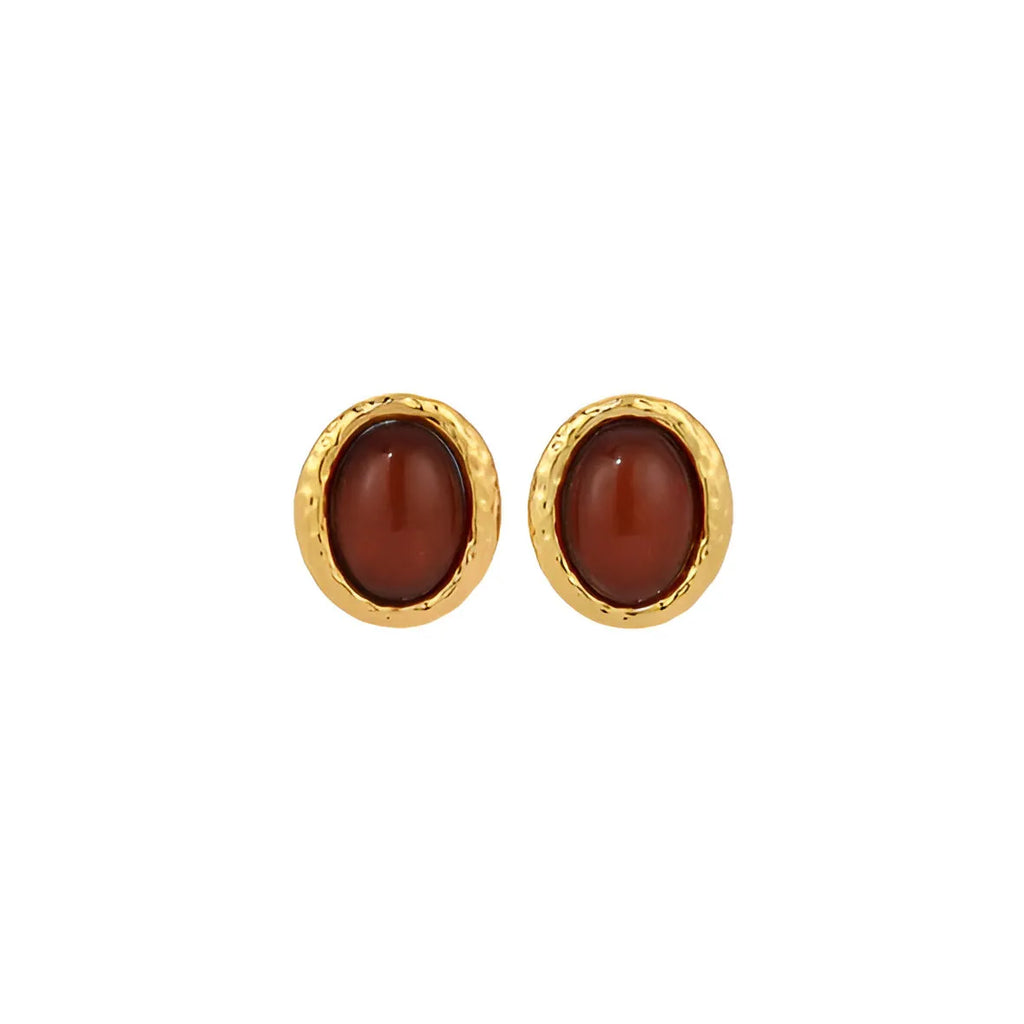 Agate Stone Gold Earrings